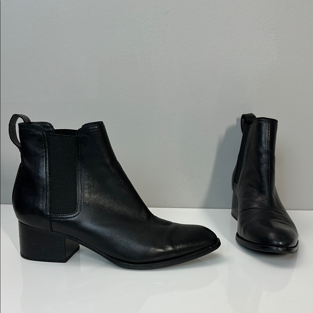 Rag & Bone Walker Black Leather‎ Block Heel Ankle Boots Size 40/10